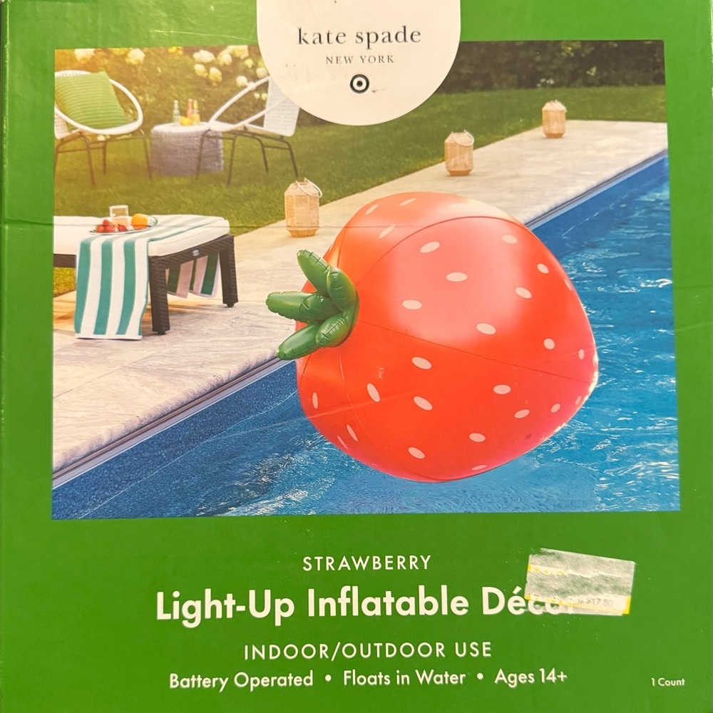 Kate Spade Red Strawberry Inflatable Pool Decor - Picture 2 of 6